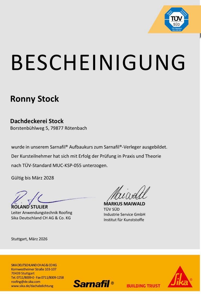 Bescheinigung Sarnafil Ronny Stock Balkonsanierung Schadensbild – so sollte Ihr Balkon nicht aussehen